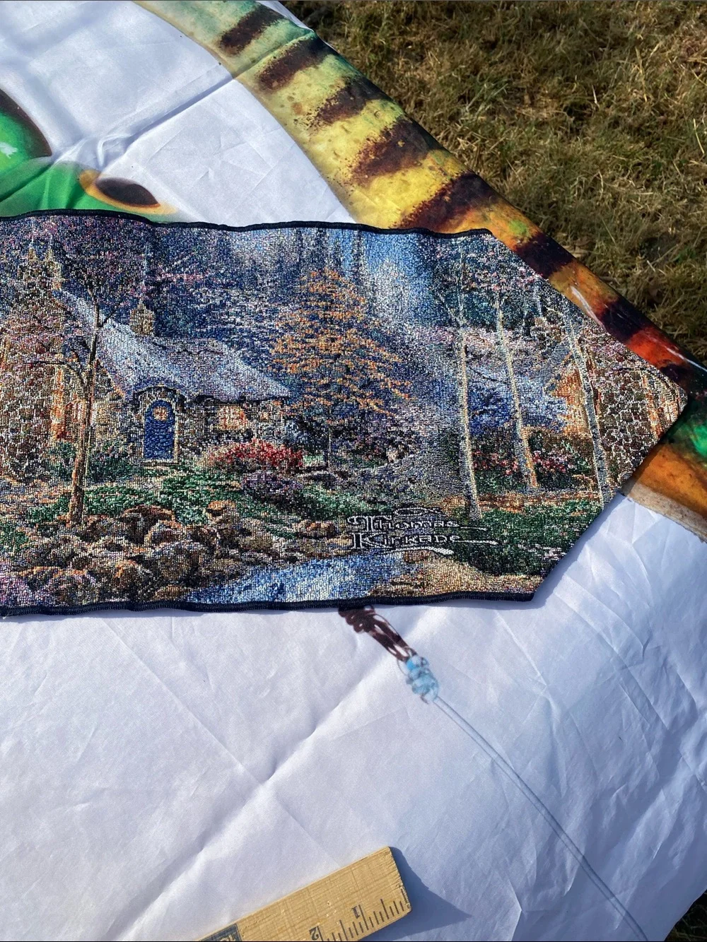 Vintage Thomas Kinkade Everett's Cottage Tapestry Table Runner 68